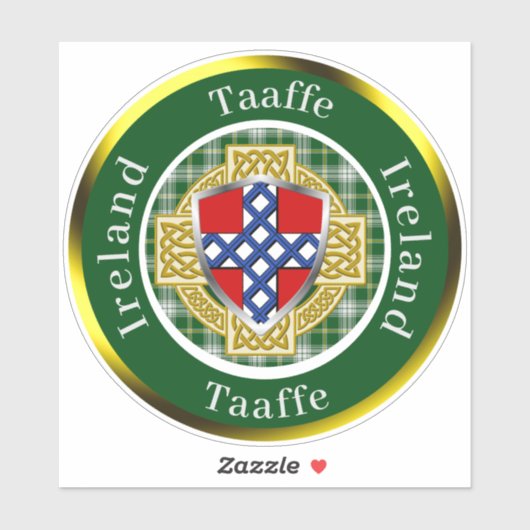 Taaffe Irish Shield/Celtic Cross Personalized Sticker (Vel)
