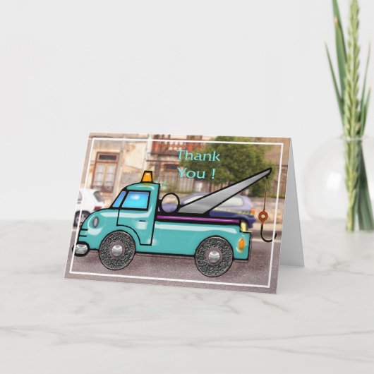 Taai takelwagen in de straat Bedankt (Voorkant)