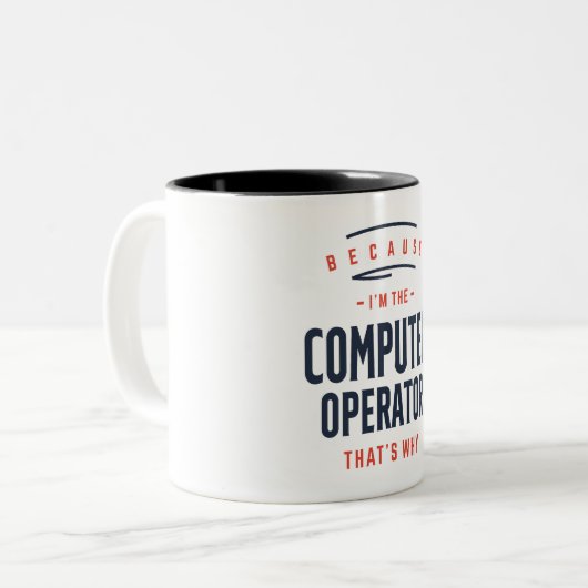 Taakberoep van computeroperator tweekleurige koffiemok (Voorkant links)