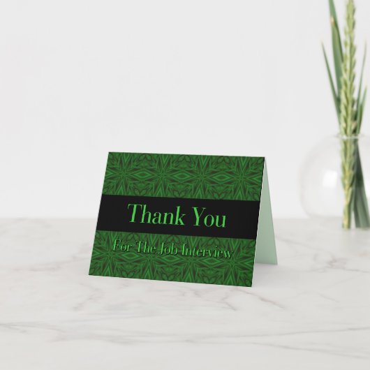 Taakinterviews Dank u - Groene Satin Note Card Bedankkaart (Voorkant)