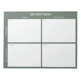 Taakprioriteit en planner Matrix (Groen) Notitieblok