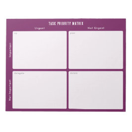 Taakprioriteit en plannermatrix (paars/magenta) notitieblok