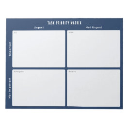 Taakprioriteit en planningsmatrix (donkerblauw) notitieblok