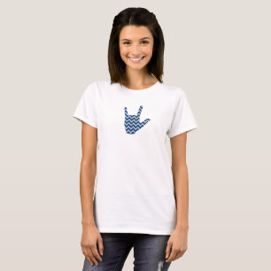 Taal "Ik hou van je" Blauwe Chevron T-Shirt