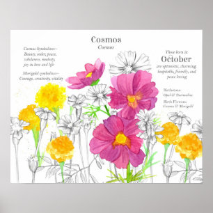 Taal van de Bloemen Geboortebloem Oktober Fluitenk Poster
