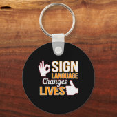 Taal verandert levens als tolk doof bewust sleutelhanger (Voorkant)