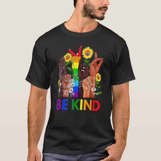 Taal voor gebaren met Lgbtq+ Gay Les T-shirt (Voorkant)
