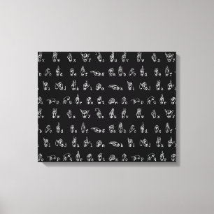 Taalalfabet // Wit op zwart // Canvas Afdruk