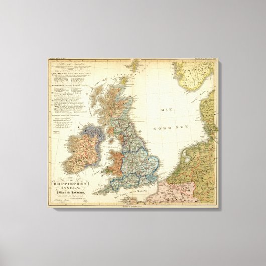 Taalkaart van de Britse eilanden Canvas Afdruk (Voorkant)