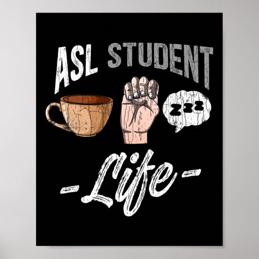 Taalkleding Doof Bewustzijn ASL Student Fun GIF Poster (Voorkant)