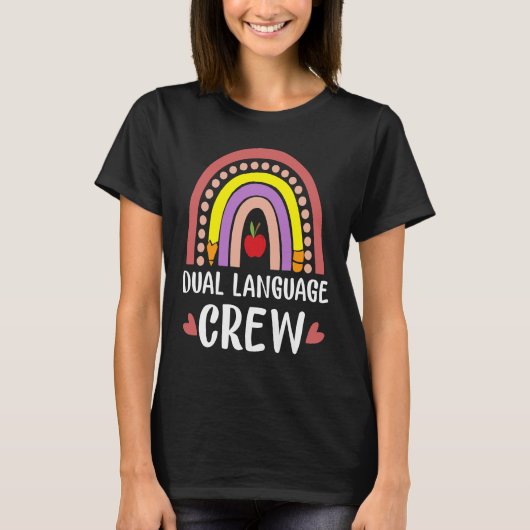 Taalkundig personeel Rainbow Boho Bilingual Teache T-shirt (Voorkant)