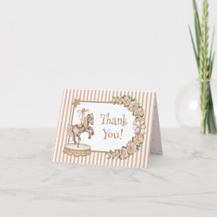 Taan/Beige Waterverf Paard Draaimolen Baby Shower Bedankkaart