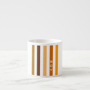 Taan bruin oranje verticale strepen monogram espresso kop