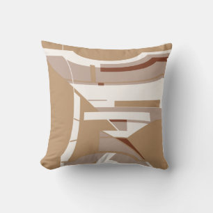 Taan Taupe Witte Mediterrane Geometrische Abstract Kussen