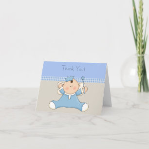 Taanblauwe prins babyjongen bedankkaartjes bedankkaart