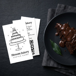 Taart Bakkerij Dessert Catering AANGEPASTE QR Hand Visitekaartje
