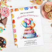 Taart Ballonnen Regenboog Meisjes Verjaardagsfeest Kaart