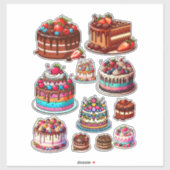 Taart Dessert Bakkunst Kleur Illustraties Sticker (Vel)