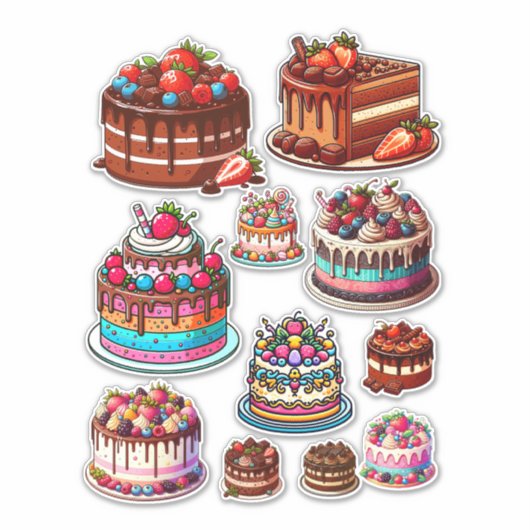 Taart Dessert Bakkunst Kleur Illustraties Sticker (Voorkant)