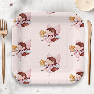 Taart en thee tijd verjaardag papieren bordje