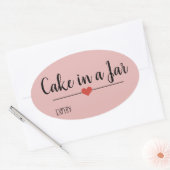 Taart in een pot roze ovale sticker (Envelop)