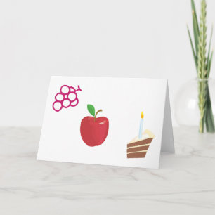 taart, kaars, appel, druiven feestdagen kaart