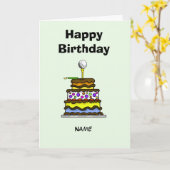 Taart met golfbal Verjaardag Kaart (Gele Bloem)