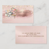 Taart Mixer Flower, Gouden Confetti, Borstel Strok Visitekaartje (Voorkant / Achterkant)