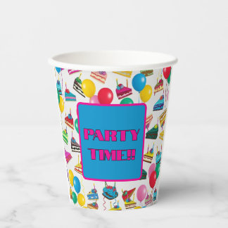 "TAART PLAKJES EN BALLONNEN" PAPIEREN BEKERS