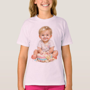 Taart Smash Baby Eerste Verjaardag T-Shirt