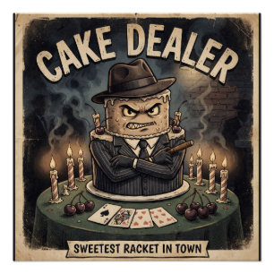 "TAARTDEALER" Bende Taartontwerp Perfect Poster