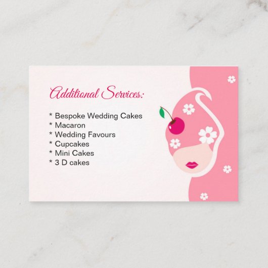 taarten, handgemaakte 3 D taarten, gebak-fornuizen Visitekaartje (Achterkant)