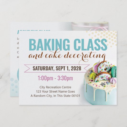 taartversieringsklasse | bakken | Briefkaart Sjabl (Voorkant / Achterkant)