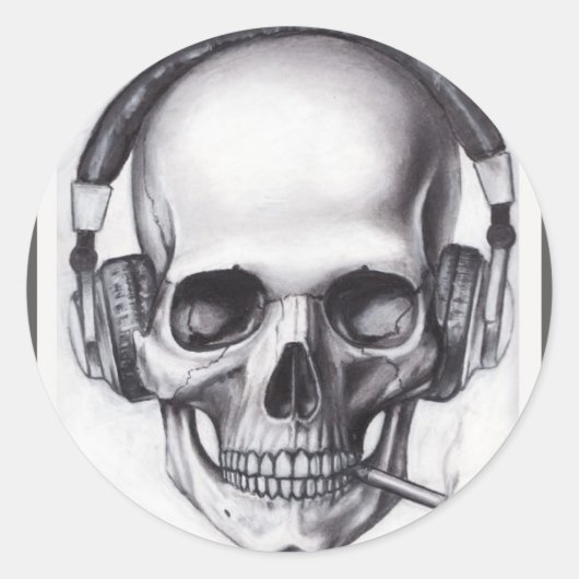 Tabac à crâne avec casque Sticker (Devant)