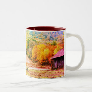Tabak Barn Herfst Foliage Natuur Art Tweekleurige Koffiemok