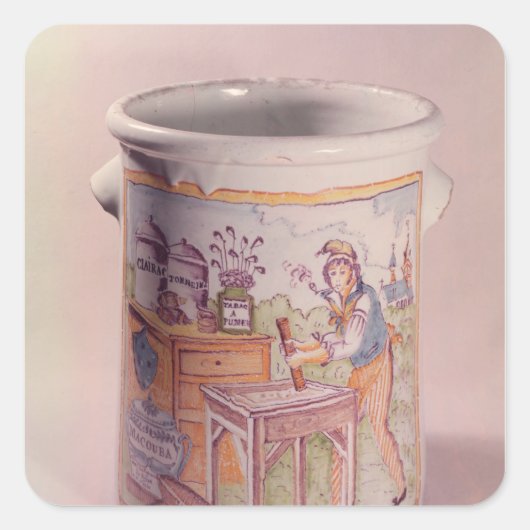 Tabakspot met een tabakshandelaar vierkante sticker (Voorkant)