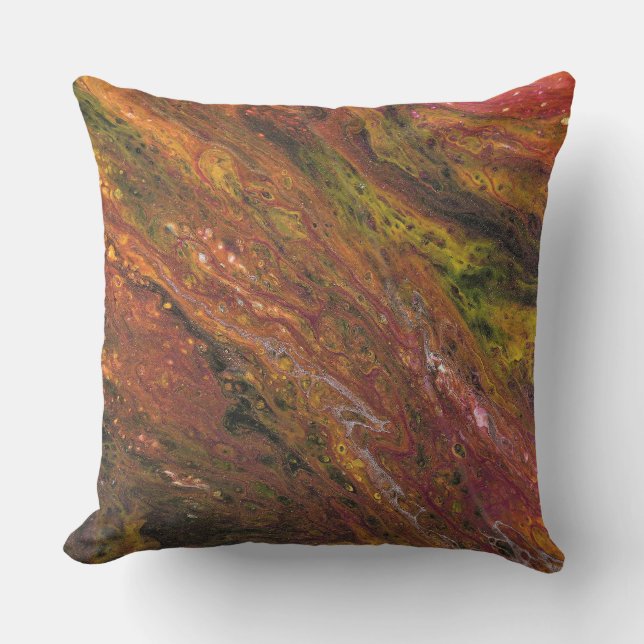 Tabarin 3 Rouge Vert Chaud Abstrait Coussin (Recto)