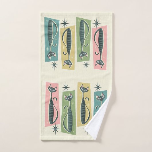 Tabbies Rétro Patchwork ©studioxine (Serviette à main)