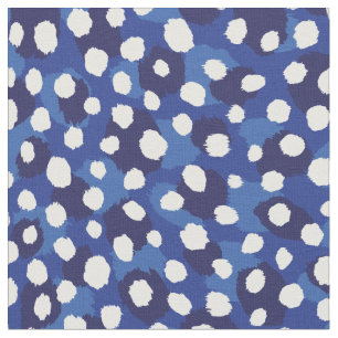 Tabblad Chic blue en white cheetah print polka dot Stof