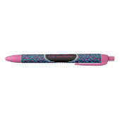 Tabblad Chic Blue/Roze luipaard Afdrukken Faux Dia Blauwe Inkt Pen (Bodem)
