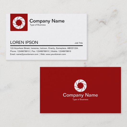 Tabblad Kleur - Roodkleurig - symbool witte openin Visitekaartje (Voorkant / Achterkant)