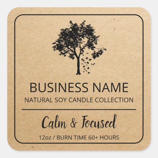 Tabblad Kraft Paper Soy Candle Product Labels (Voorkant)