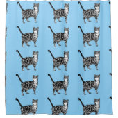 Tabby Bleu Chat Cute Chats Art Douche Rideau (Devant)