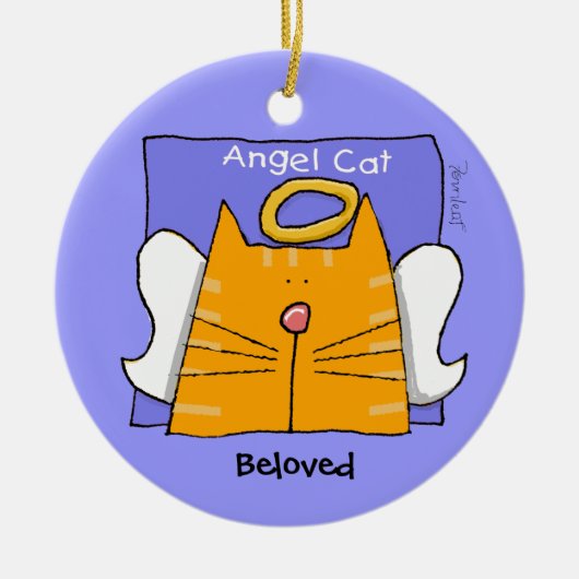 Tabby Cat Angel Keepomwille Keramisch Ornament (Voorkant)