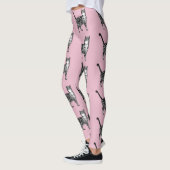 Tabby Cat Animal Black en Roze Leggings (Links)