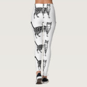 Tabby Cat Animal Black en White Leggings (Achterkant)