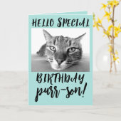 TABBY CAT ANNIVERSAIRE CARTES DE SALUT (Fleur jaune)