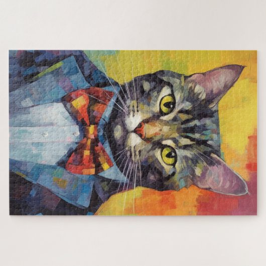 TABBY CAT ART FUNNY CUTE JIGSAW PUZZLE (Horizontal)