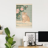 Tabby Cat Bathroom Print Ukiyo-e Japanese Wall Art (Thuiskantoor)