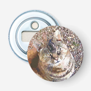 TABBY CAT BUTTON FLESOPENER